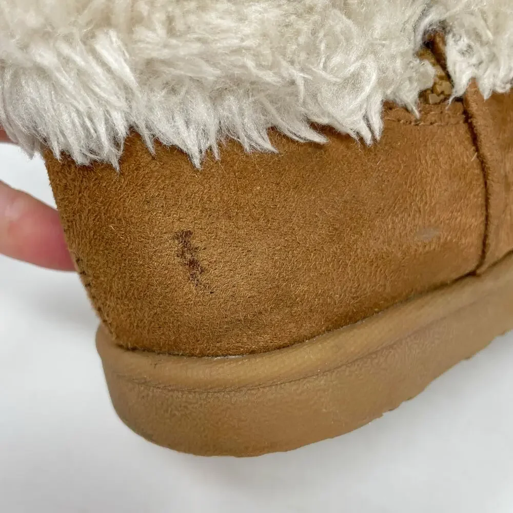 Arizona Faux Suede Kosey Zip Booties Youth 2 Tan Faux Fleece